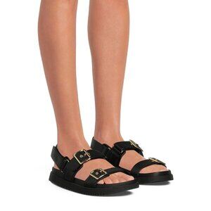Madden NYC Sandals Black Lug Footbed Chunky Double Strap Shoes Womens 7.5 Casual